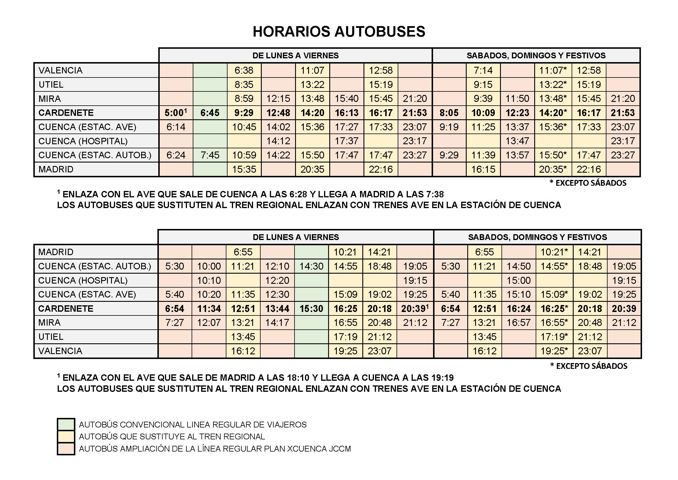 HORARIOS AUTOBUSES OCTUBRE 2022