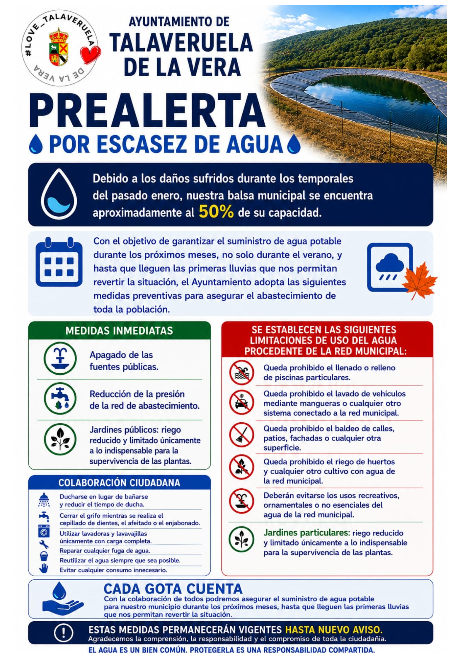 Declaración de situación de prealerta por escasez de agua y adopción de medidas preventivas