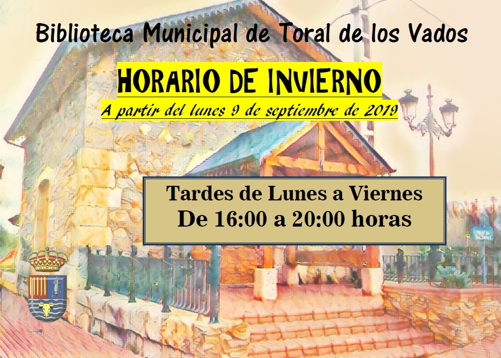 HORARIO DE INVIERNO EN LA BIBLIOTECA MUNICIPAL
