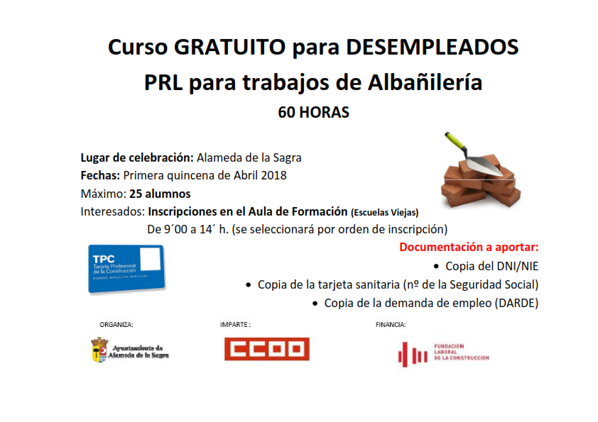 Curso GRATUITO Para DESEMPLEADOS PRL Para Trabajos De Alba iler a curso-gratuito-para-desempleados-prl-para-trabajos-de-alba-iler-a