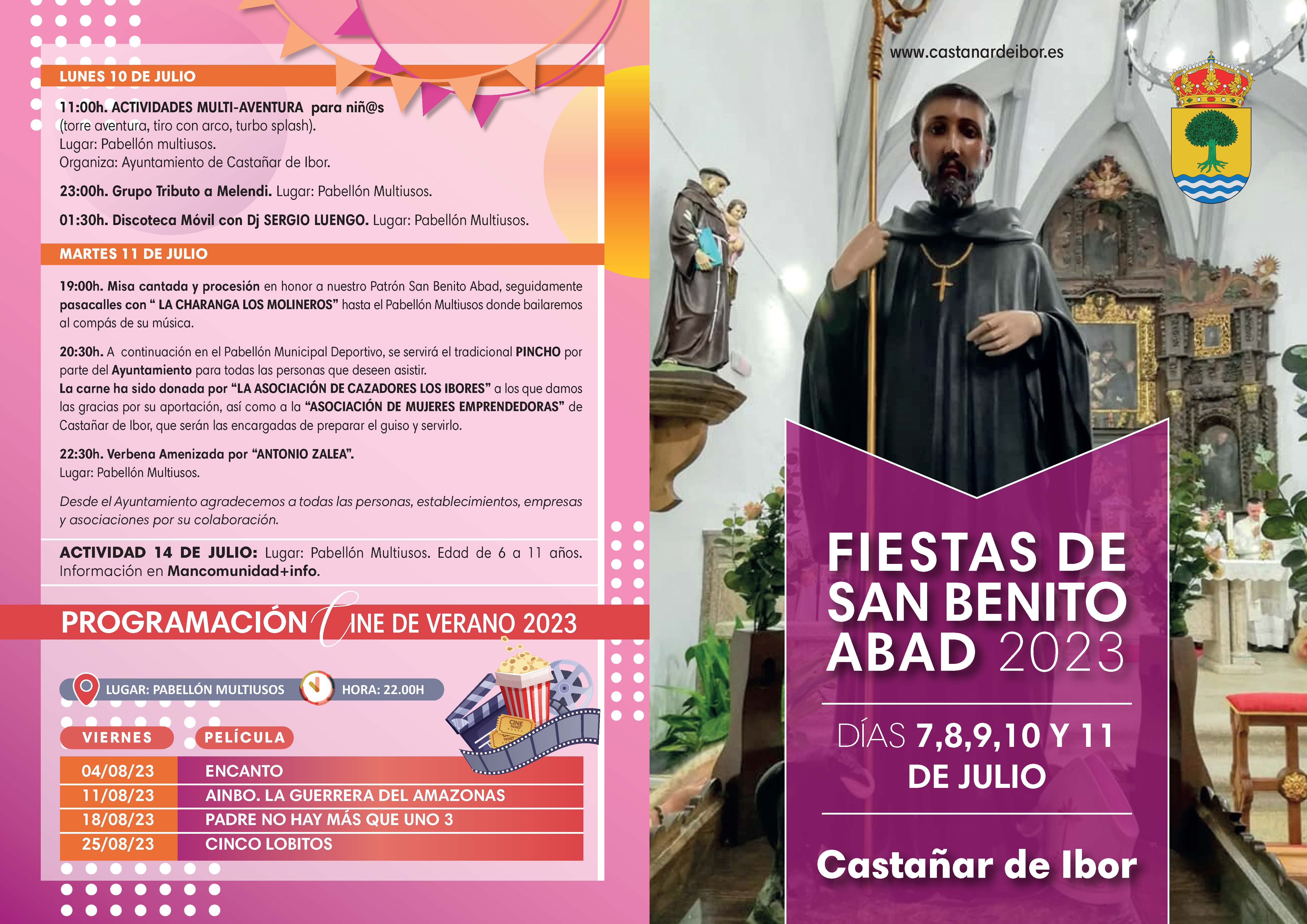 FIESTAS DE SAN BENITO ABAD DEL 07 AL 11 DE JULIO