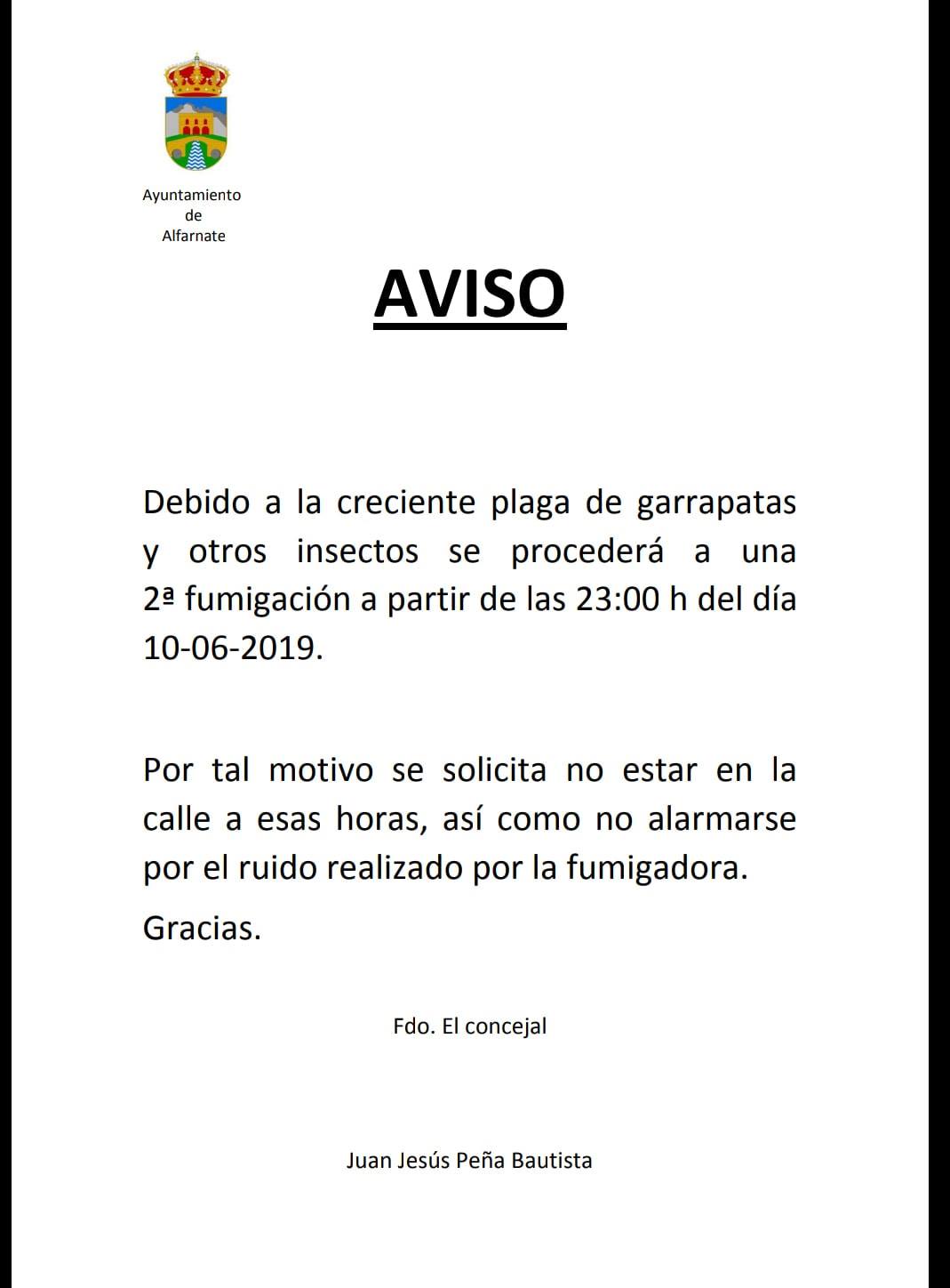 AVISO SOBRE FUMIGACIÓN