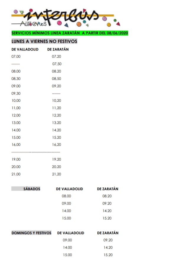 Comunicado De Autocares InterbÚs Servicios MÍnimos A Partir Del 8 De Junio