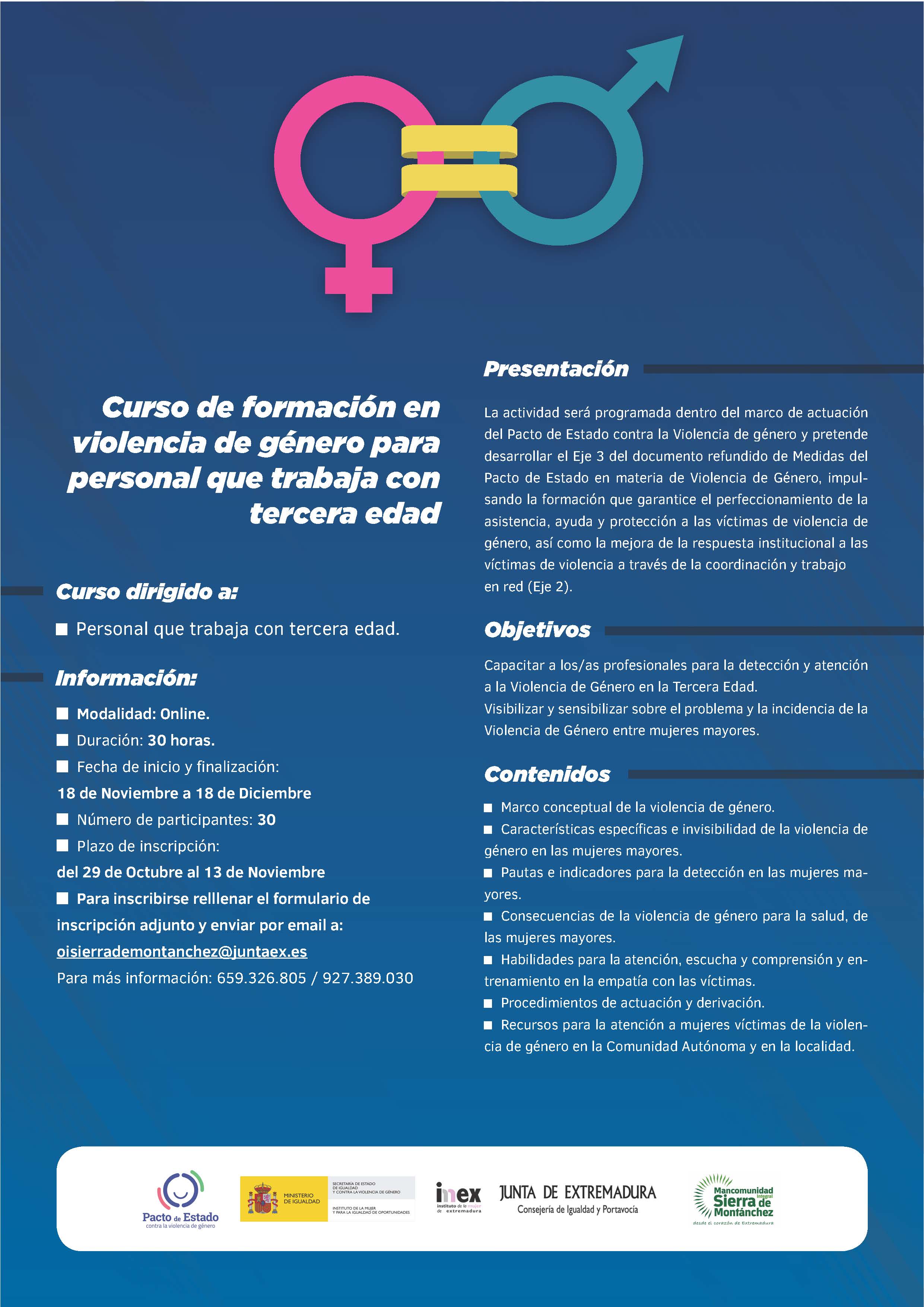 CURSO DE FORMACIÓN EN VIOLENCIA DE GÉNERO PARA PERSONAL QUE TRABAJA CON ...