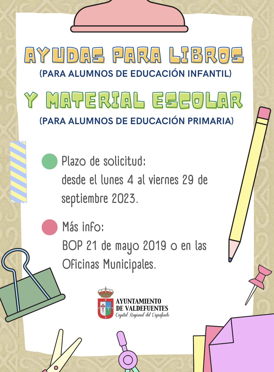 Ayudas Material Escolar 2023/24 - Ayuntamiento de Mérida