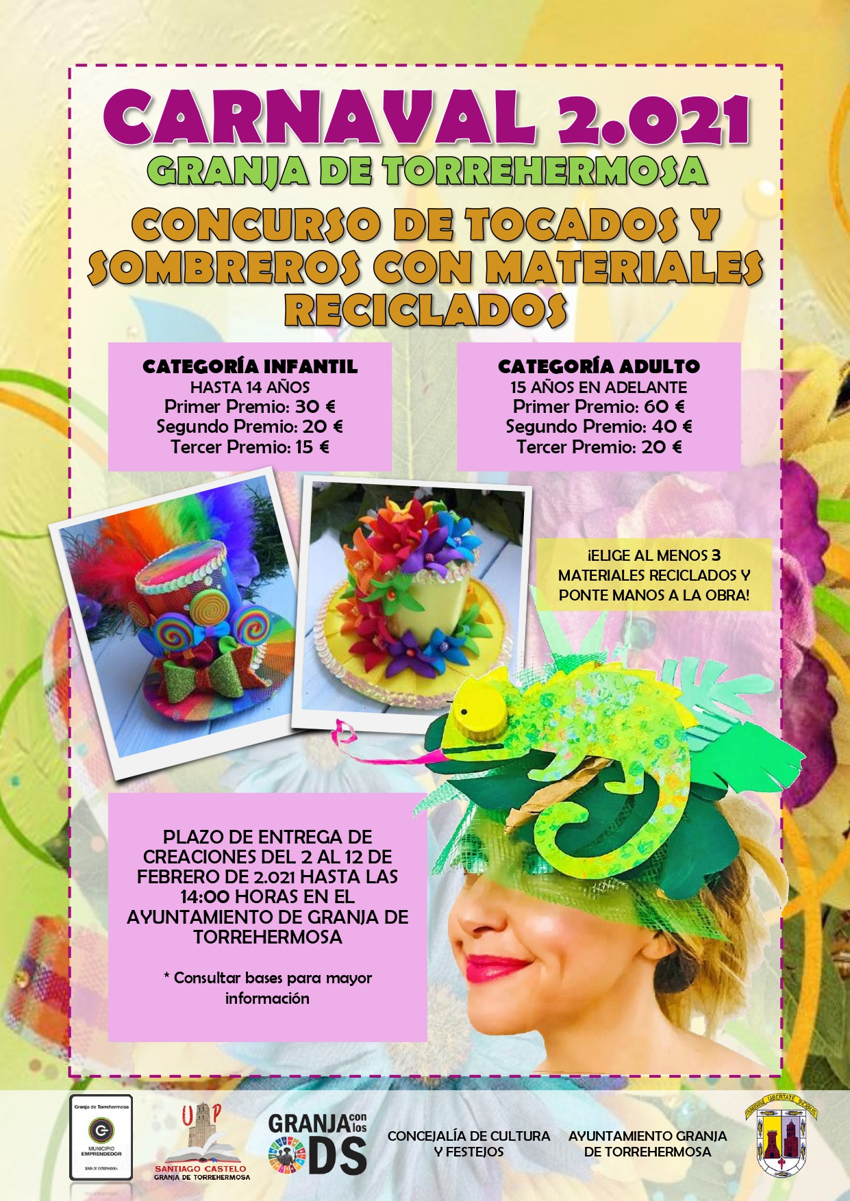 bienestar intervalo Ciudad CONCURSO TOCADOS Y SOMBREROS CON MATERIAL RECICLADO CARNAVAL 2021