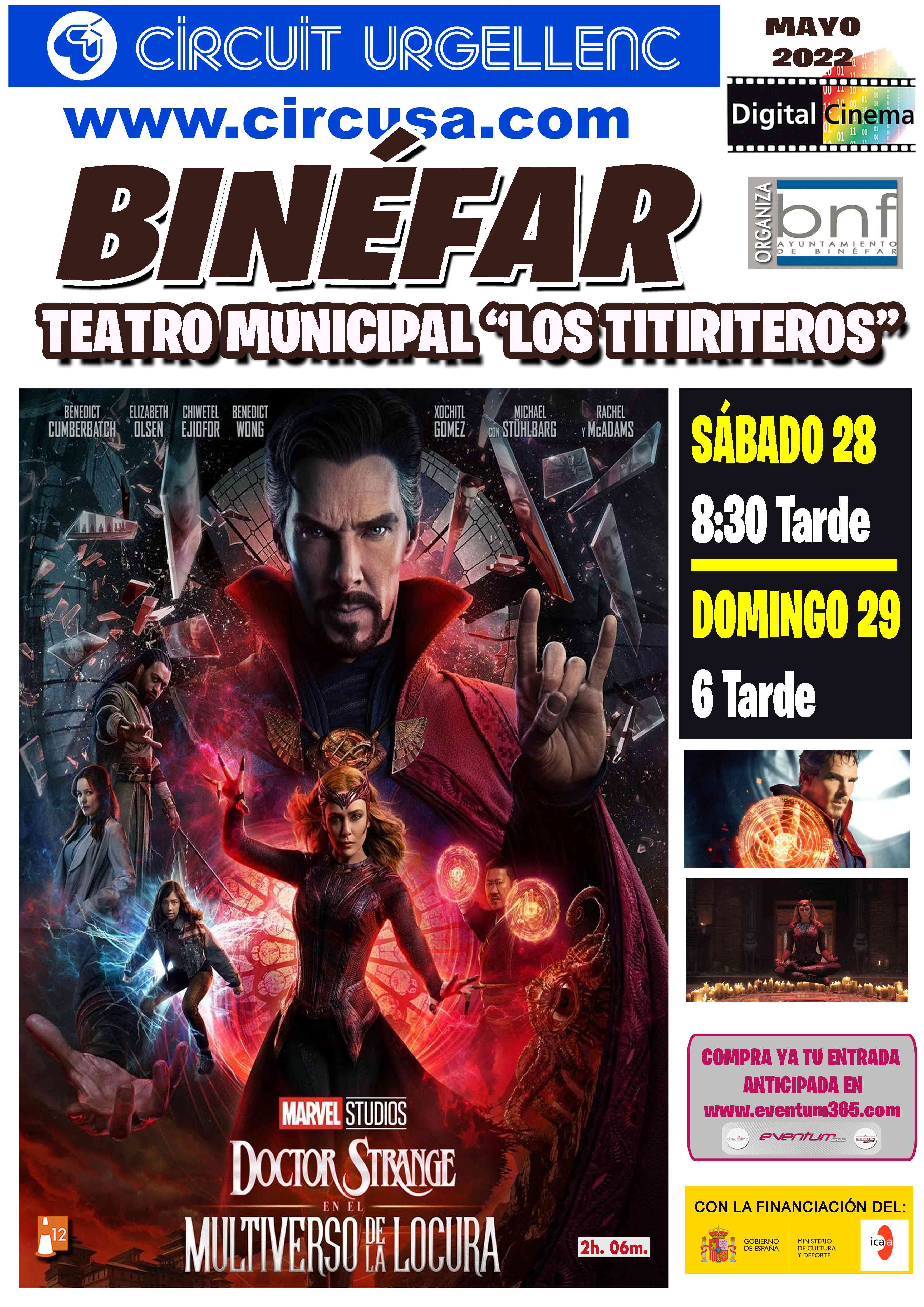 Cartelera de cine para el fin de semana en Binéfar