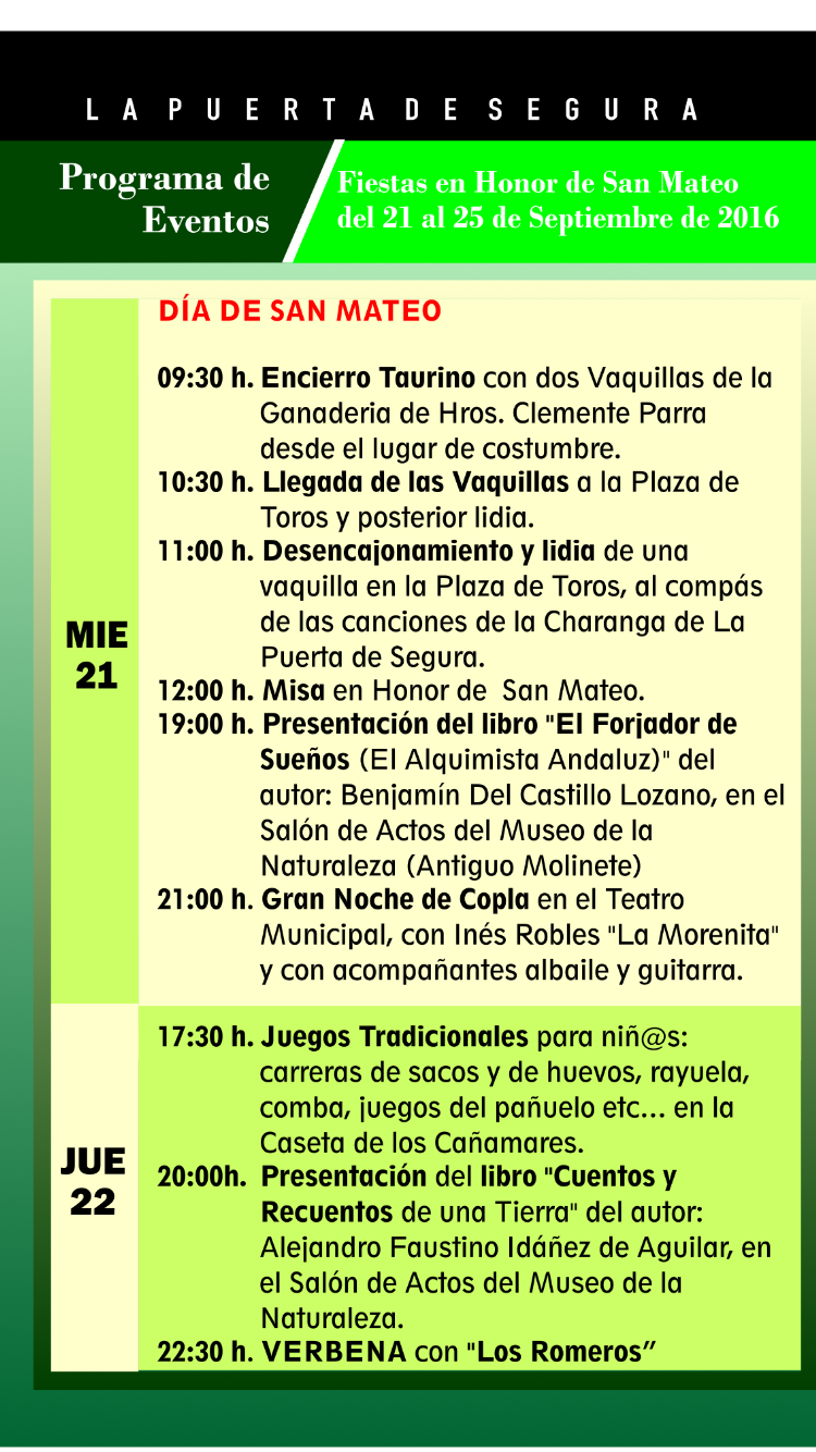 Programación Feria San Mateo 2016