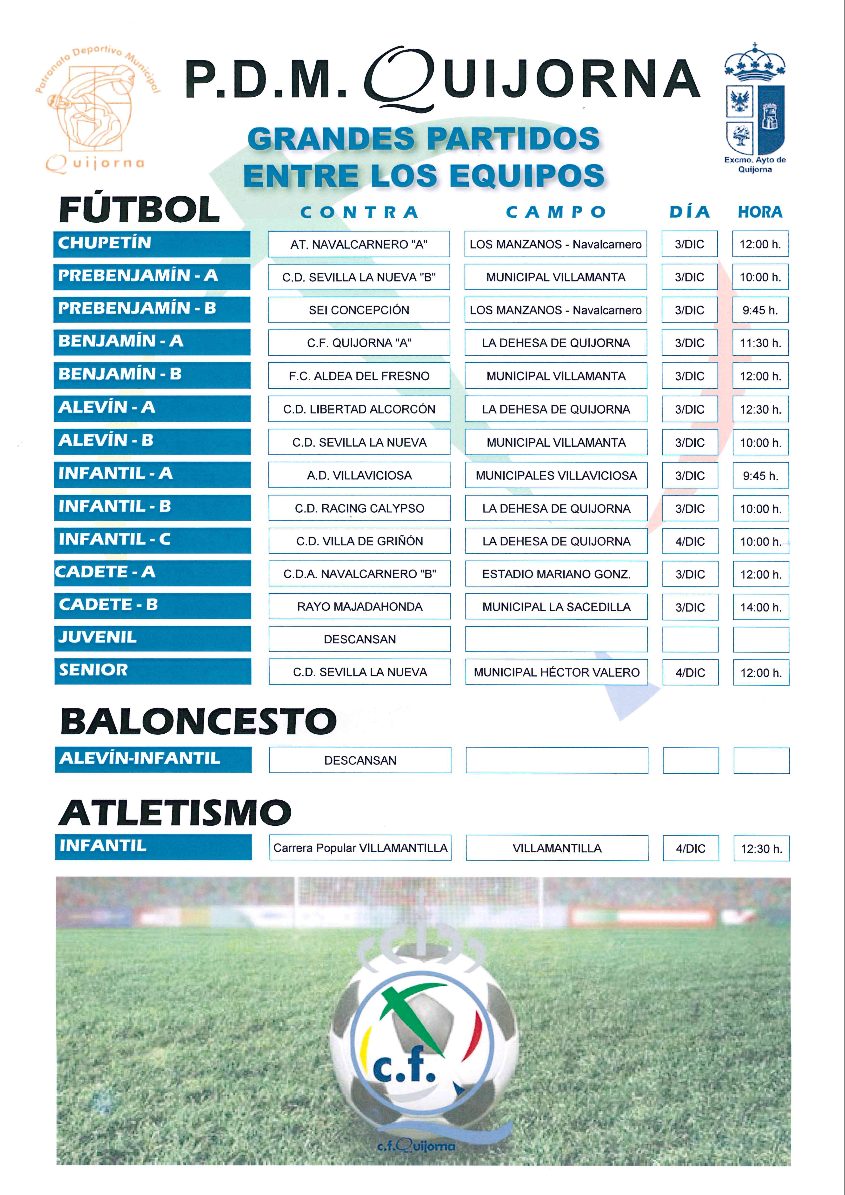 Programaci n deportiva 3 y 4 de diciembre