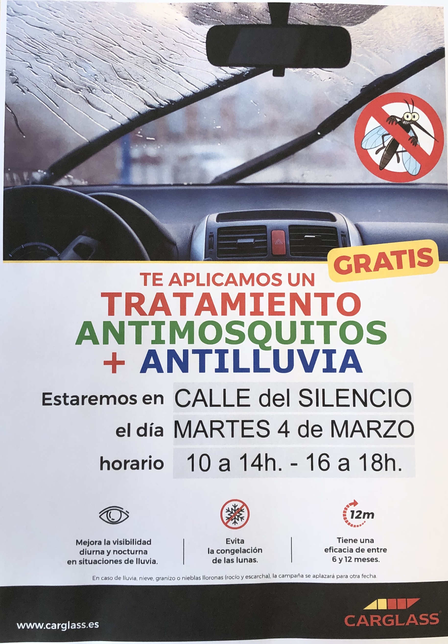 TRATAMIENTO ANTIMOSQUITOS Y ANTILLUVIA CARGLASS