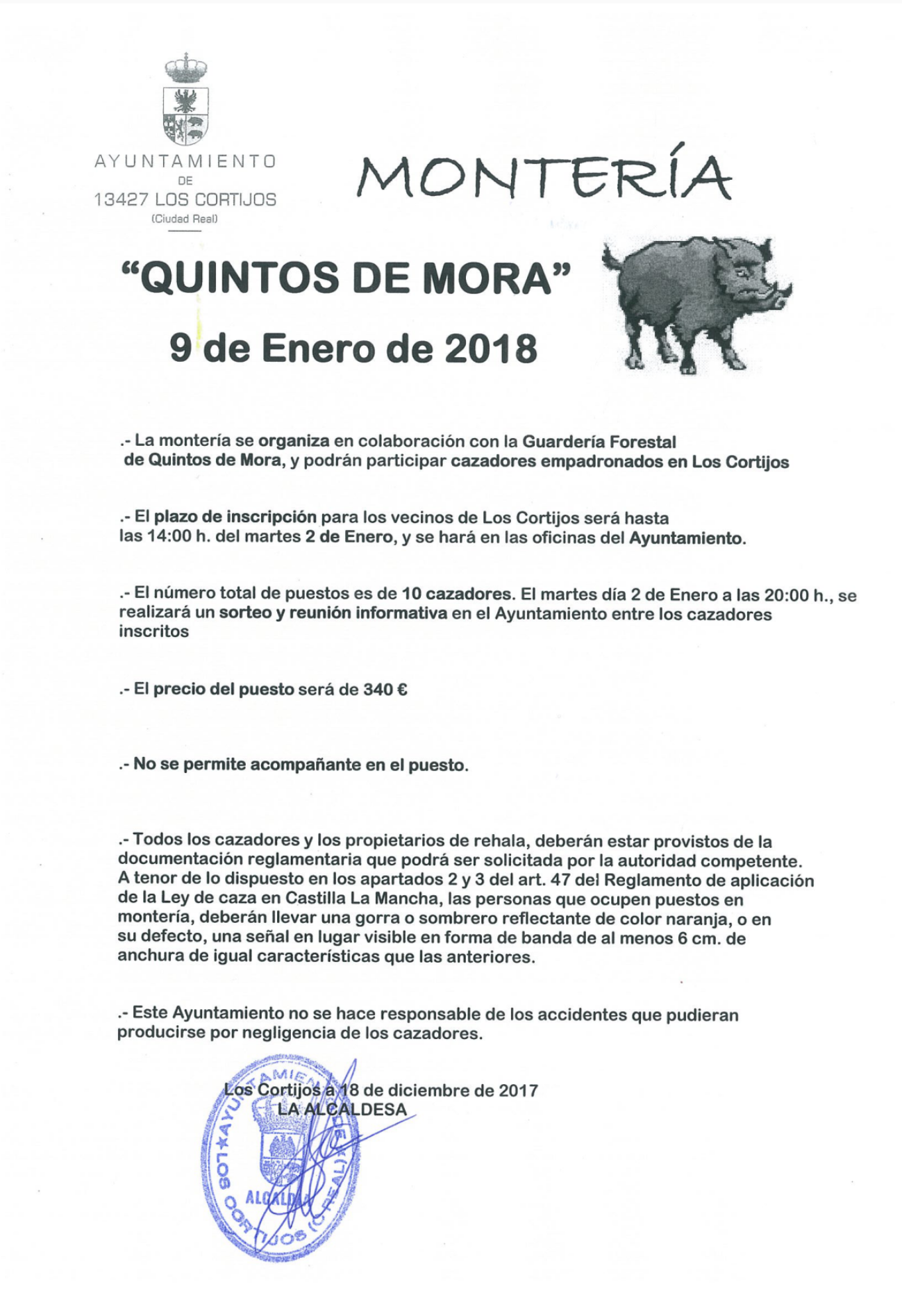 MONTERÍA DE QUINTOS DE MORA