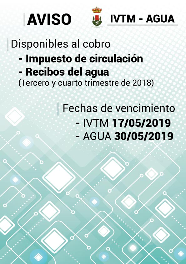 Disponibles al cobro el impuesto de IVTM y los recibos de agua.